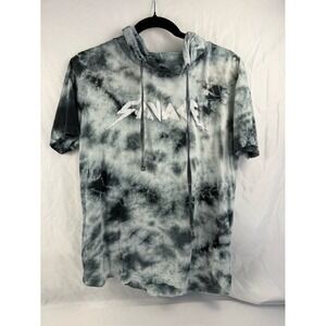 DIKOTOMY Savage Graphic Tie Dye Hoodie T-Shirt Short Sleeve Gray Black M‎